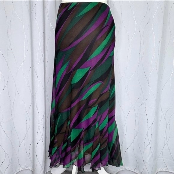 CATO Black Purple & Green Maxi Skirt - Picture 1 of 2
